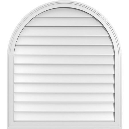 Ekena Millwork Round Top Surface Mount PVC Gable Vent w/ 2"W x 1-1/2"P Brickmould Frame, 34"W x 38"H GVPRT34X3802SN
